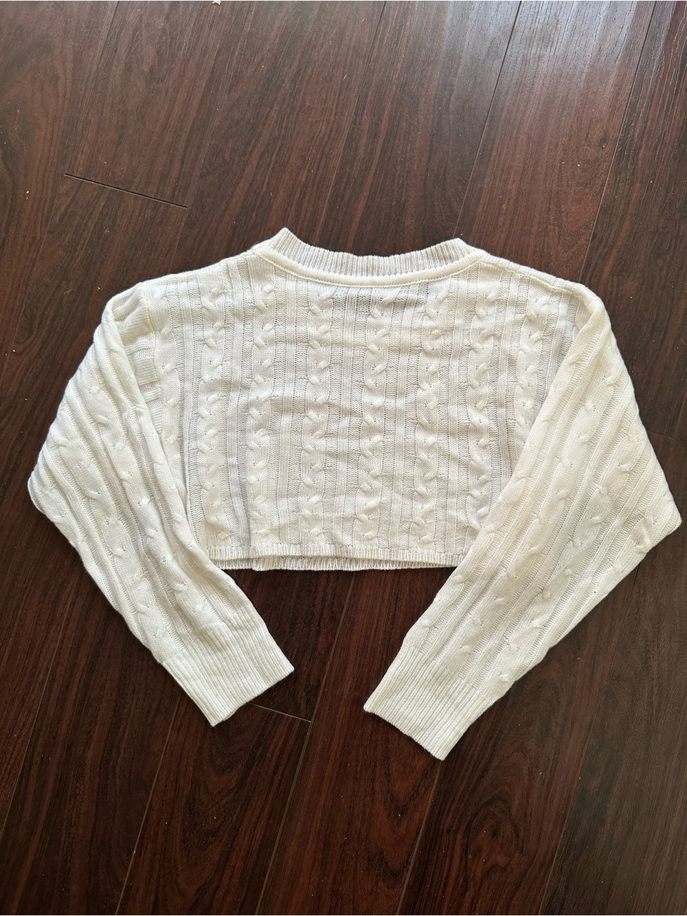 Fashion Nova Cream Cable Knit Cropped Sweater